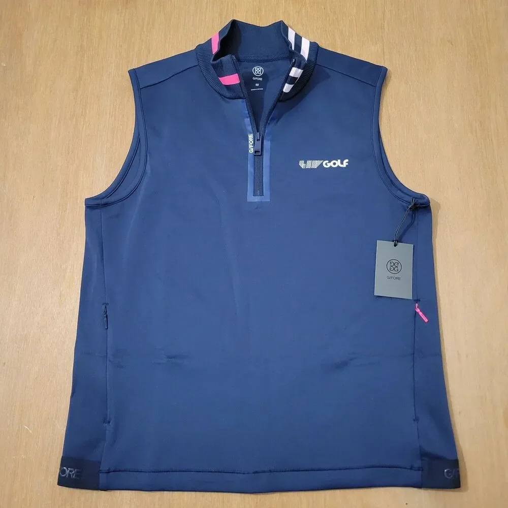 G/Fore Golf Logo DOUBLE KNIT Blue Vest Mens Size Medium Style GMM000031